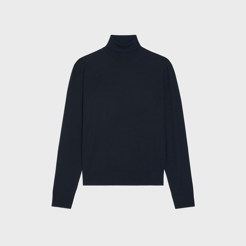 Celine Turtleneck In Iconic Merinos Gebreide Kleding Zwart | CL-592106