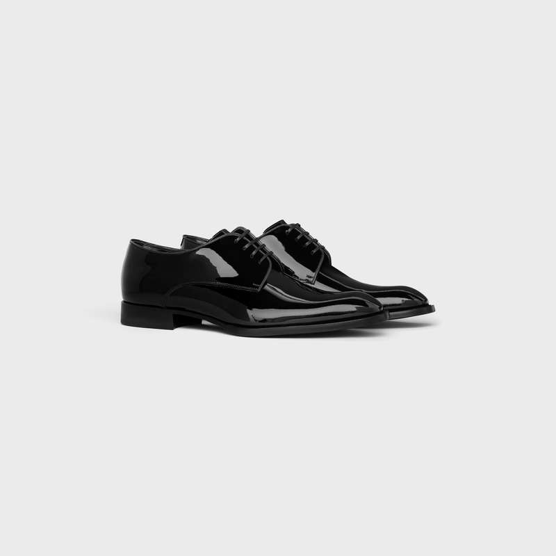 Celine Tuxedo Derby In Lak Calfskin Loafers Zwart | CL-591882