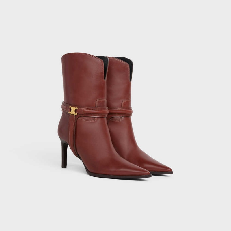 Celine Verneuil Triomphe Harness Low In Calfskin Laarzen Bruin | CL-592492