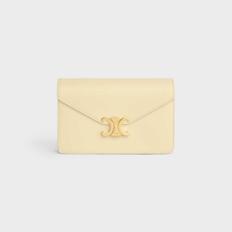 Celine Wallet On Chain Triomphe In Shiny Calfskin Mini Tassen Abrikoos | CL-593024