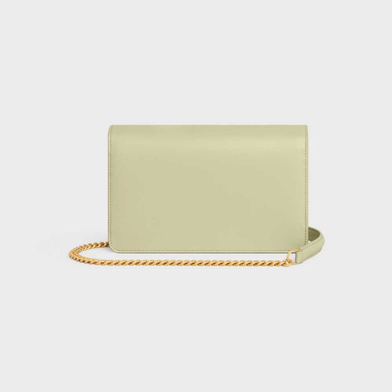 Celine Wallet On Chain Triomphe In Shiny Calfskin Mini Tassen Groen | CL-593023