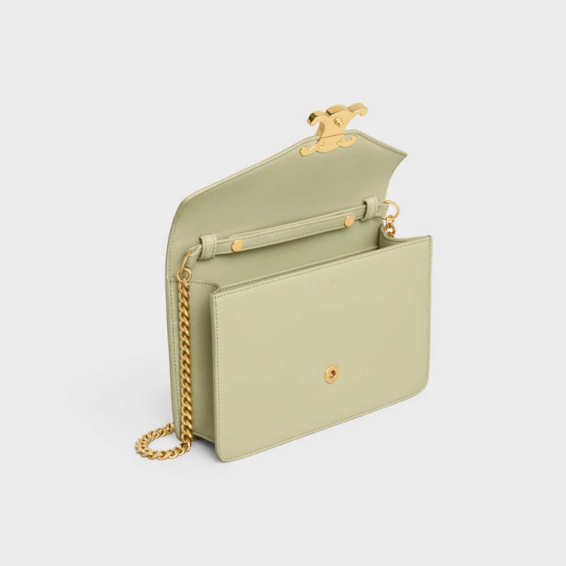 Celine Wallet On Chain Triomphe In Shiny Calfskin Mini Tassen Groen | CL-593023