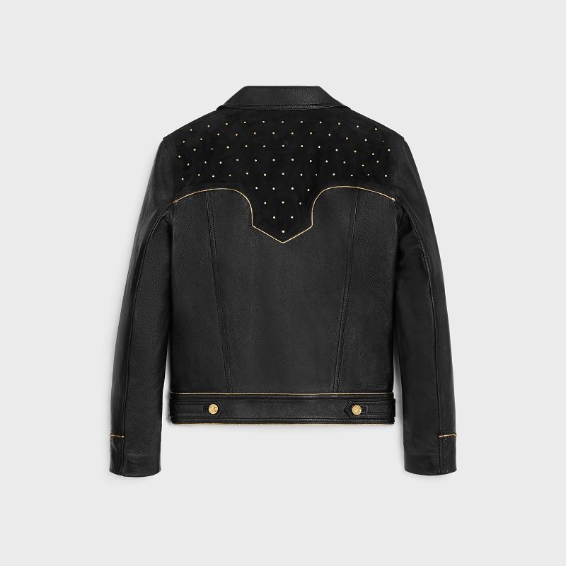 Celine Western Blouson With Studs In Soft Leather Zwart Goud | CL-591921