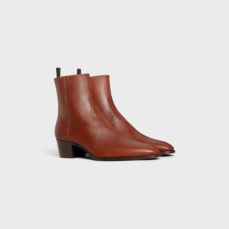 Celine Western Zipped Isaac In Calfskin Laarzen Bruin | CL-591862