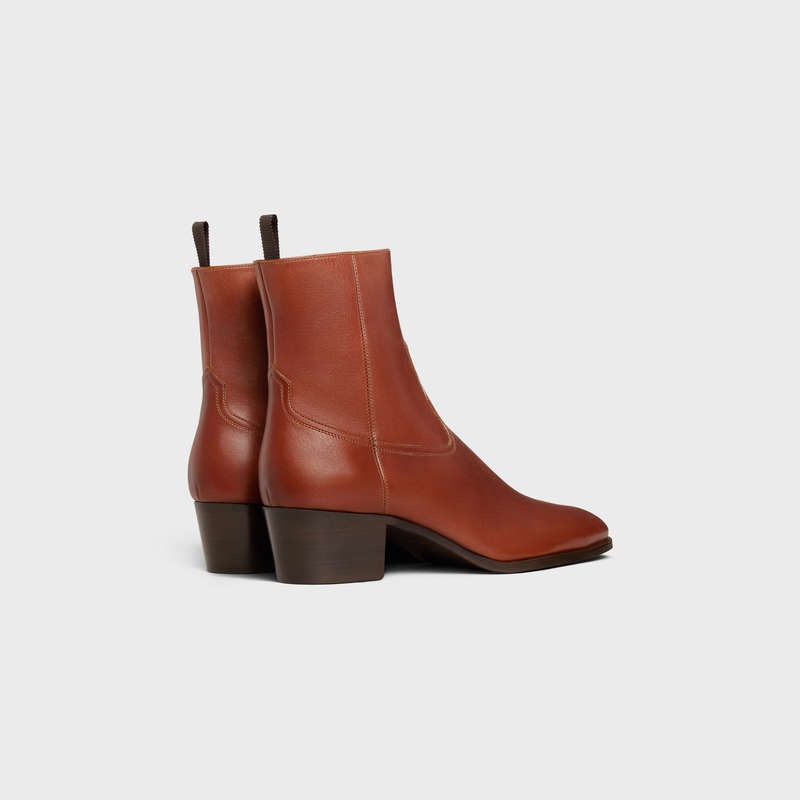 Celine Western Zipped Isaac In Calfskin Laarzen Bruin | CL-591862