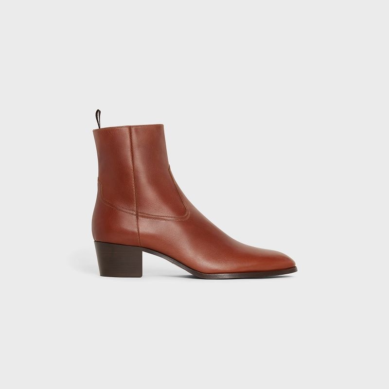 Celine Western Zipped Isaac In Calfskin Laarzen Bruin | CL-591862