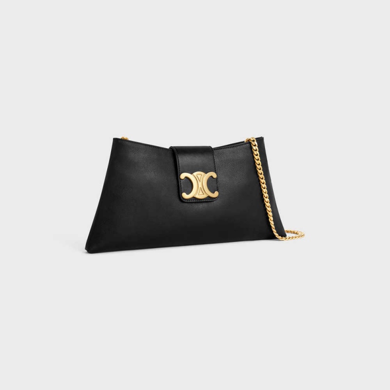 Celine Wiltern Clutch Soft In Smooth Calfskin Triomphe Zwart | CL-593175