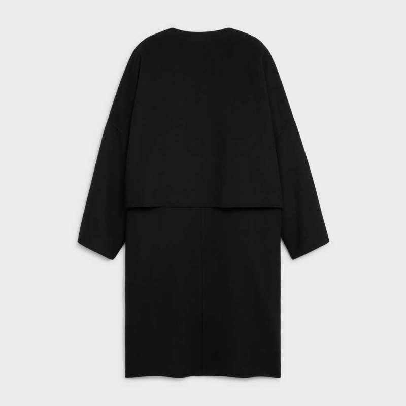 Celine With Pure Collar In Double Face Cashmere Jassen Zwart | CL-592622