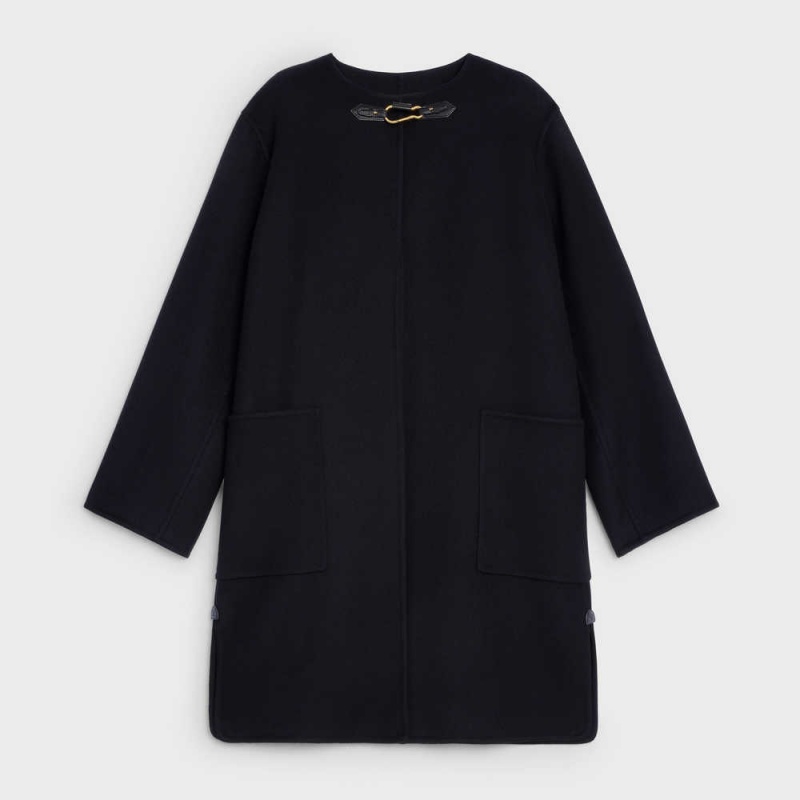 Celine With Pure Collar In Double Faced Cashmere Jassen Zwart | CL-592623