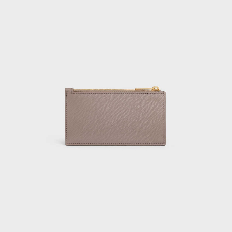 Celine Zipped Compact Essentials Grained Calfskin Pasjeshouder Grijs | CL-592963